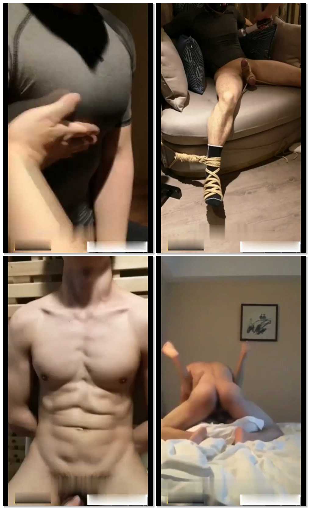 肌肉体育生被捆绑控射，之后又按在床上嗨操。
