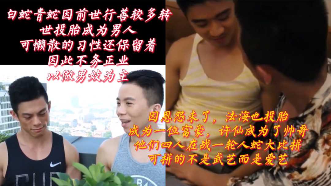 白蛇青蛇因前世行善较多转世投胎成为男人，可懒散的习性还保留着，因此不务正业，以做男妓为主